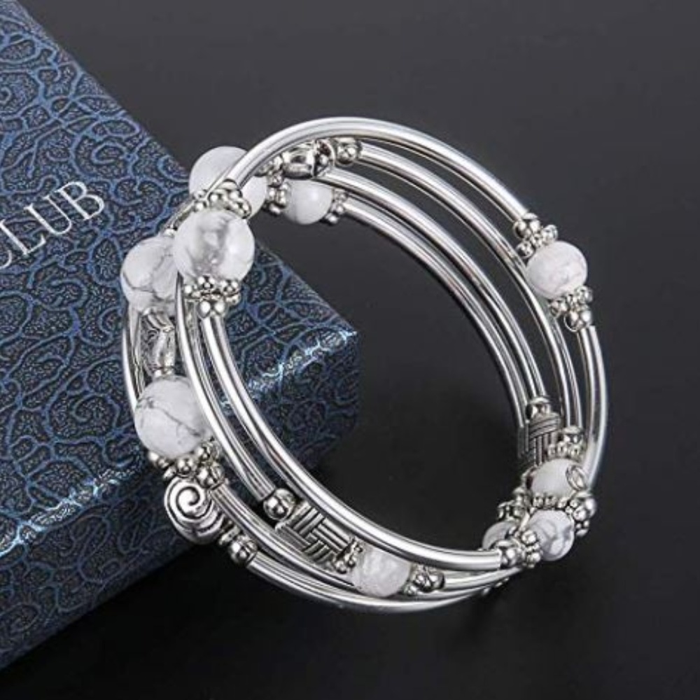 BRAND NEW Beaded Pearl Bangle Wrap Bracelet